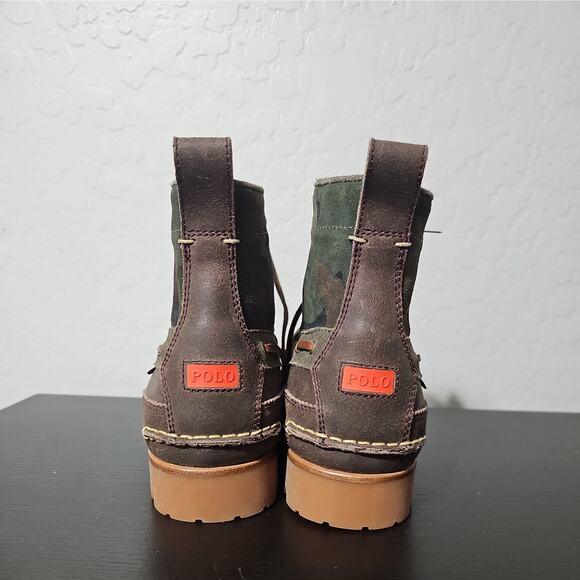 Polo Ralph Lauren Ranger Mid Camo Suede Boots Mens Size 9.5 New